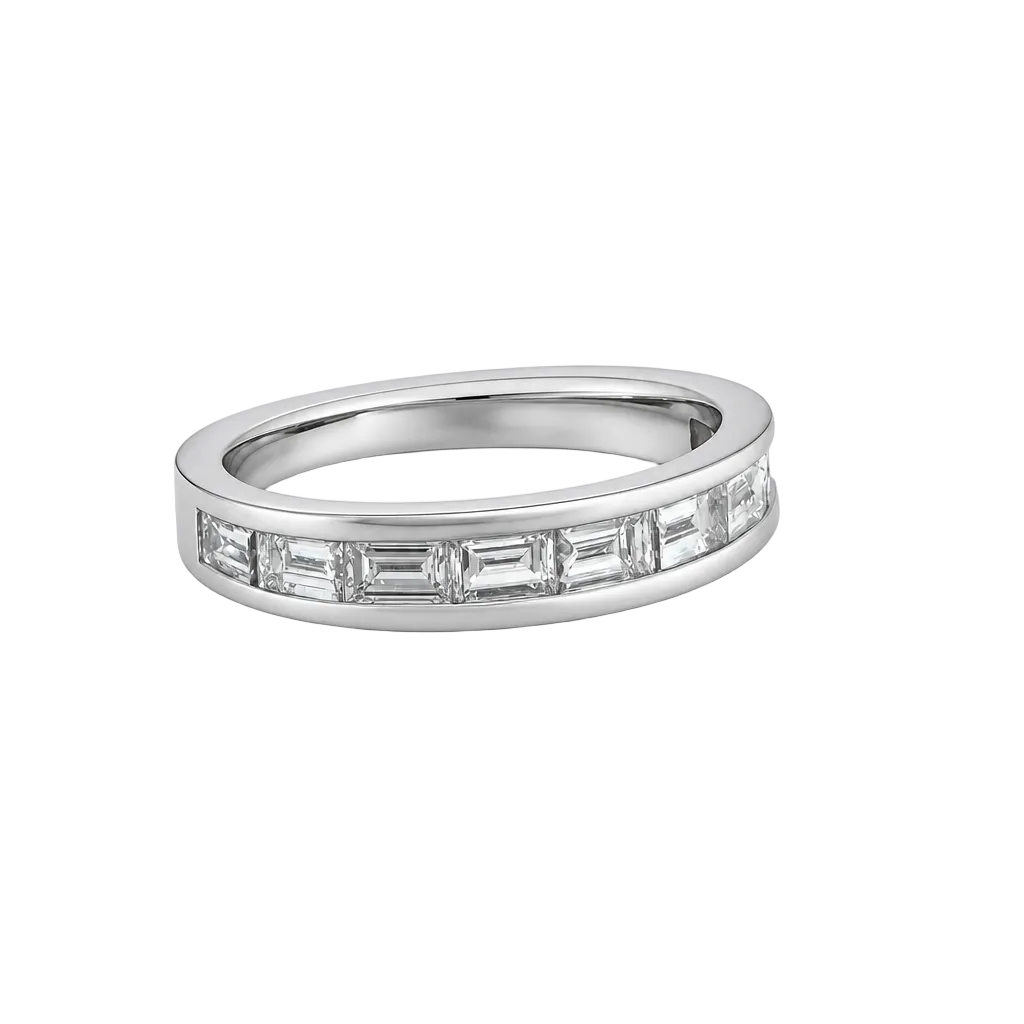Platinum East West Straight Baguette Channel Set Diamond Band