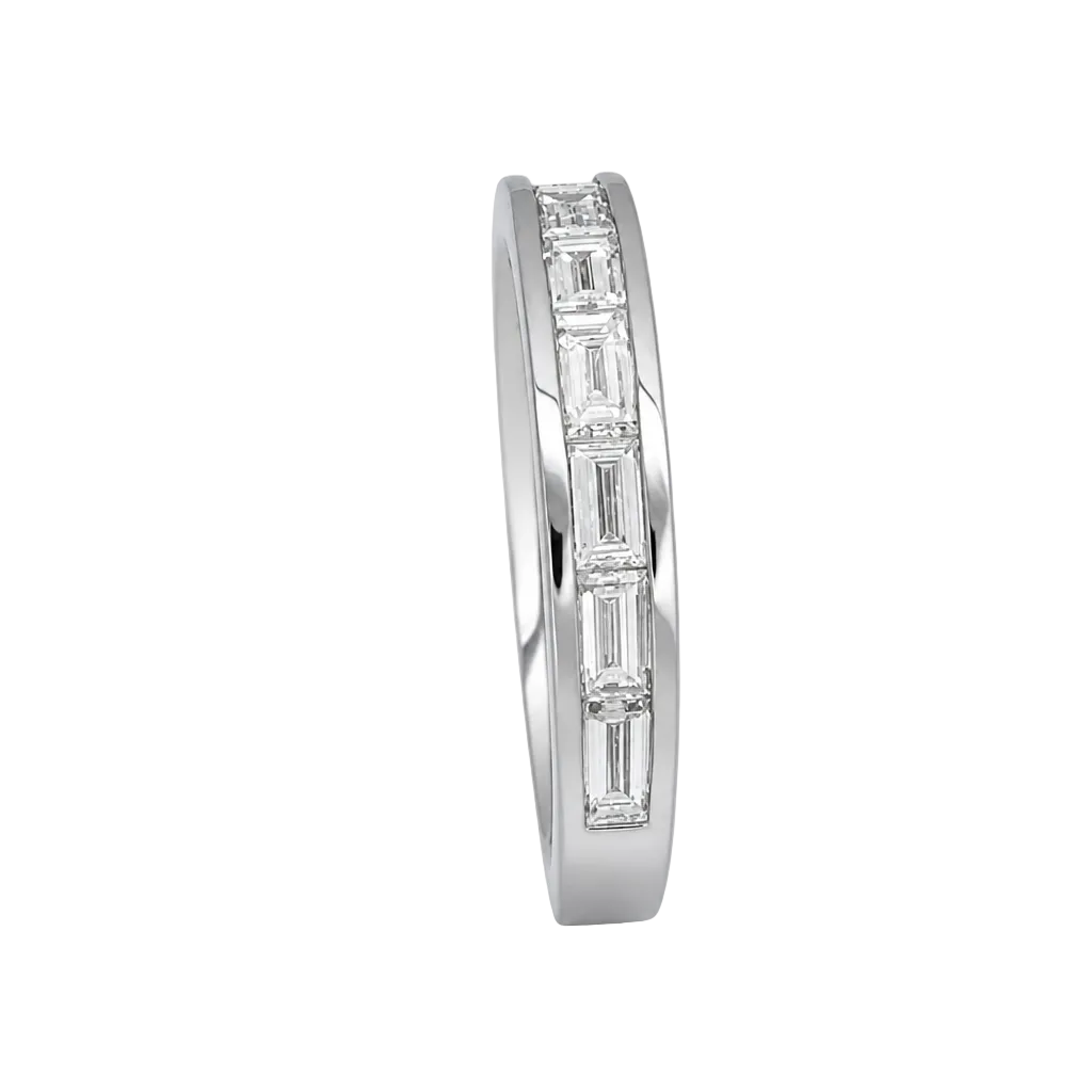 Platinum East West Straight Baguette Channel Set Diamond Band