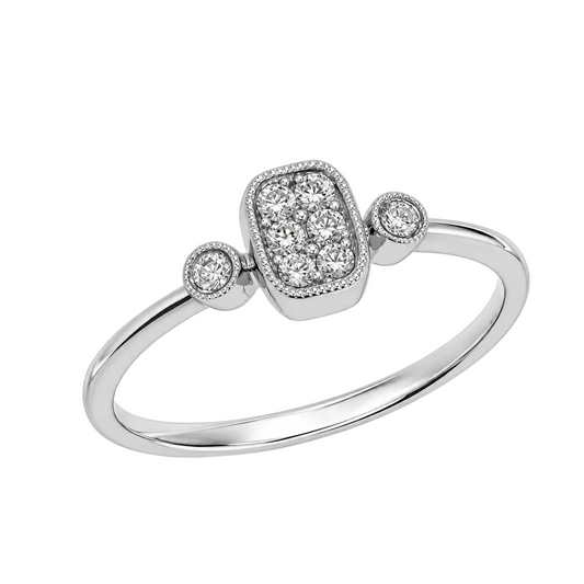14KW 3 Stone Milgrain Rectangle Cluster Ring