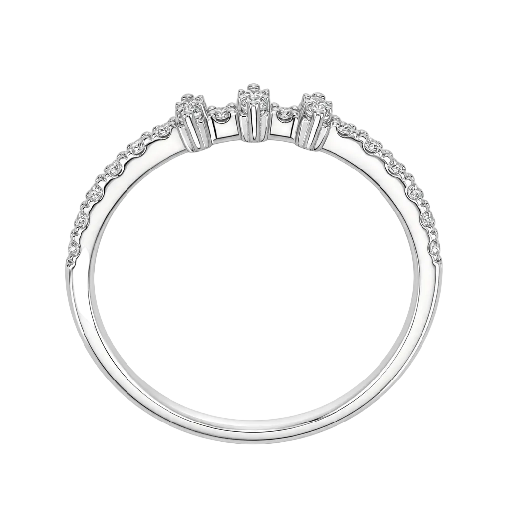 18KW 3 Baguette Centered Diamond Band